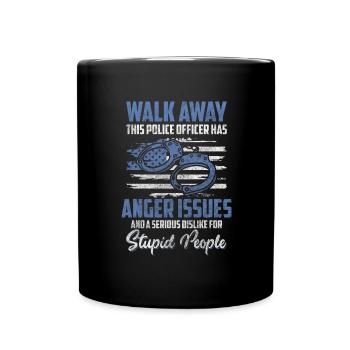 Policeman Blue Light Crime Thief - Full Colour Mug - black - Front