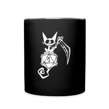 Grim reaper cat Funny Role Playing Cat RPG - Full Colour Mug - black - Front