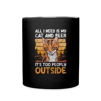 Cats, Kitten, Meow, Cute - Full Colour Mug - black - Front