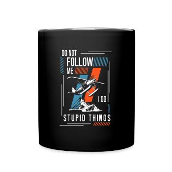 Fallschirm Skydive Sport Base Jump - Tasse einfarbig - Schwarz - Vorne