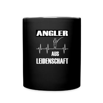Angeln - Tasse einfarbig - Schwarz - Vorne