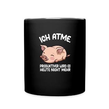 Ich Atme Schwein - Tasse einfarbig - Schwarz - Vorne