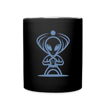 Alien Baseballspieler UFO Baseball Sport - Tasse einfarbig - Schwarz - Vorne