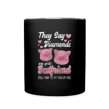 Schweinchen Winzig Ferkel Schwein - Tasse einfarbig - Schwarz - Vorne