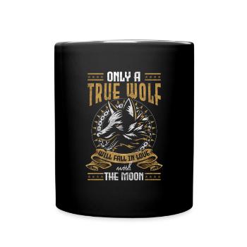 Wölfe Rudel Mond Natur - Tasse einfarbig - Schwarz - Vorne
