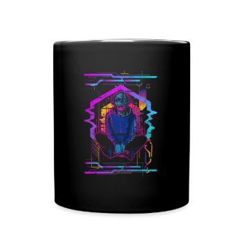 Zukunft Android Neon Gaming - Tasse einfarbig - Schwarz - Vorne