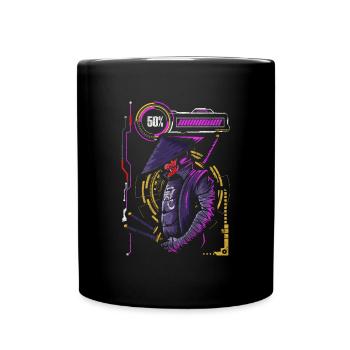 Cyberpunk Roboter Scifi Manga - Tasse einfarbig - Schwarz - Vorne