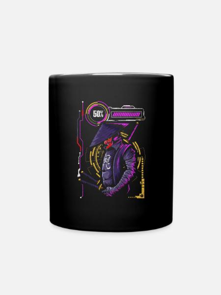 Cyberpunk Robot Scifi Manga - Full Colour Mug - black