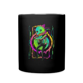 Cyberpunk Roboter Neon Manga - Tasse einfarbig - Schwarz - Vorne