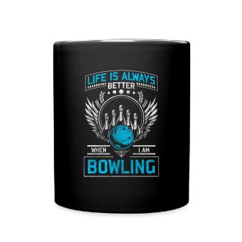 Bowling Pin Sieger Bowling Verein - Tasse einfarbig - Schwarz - Vorne