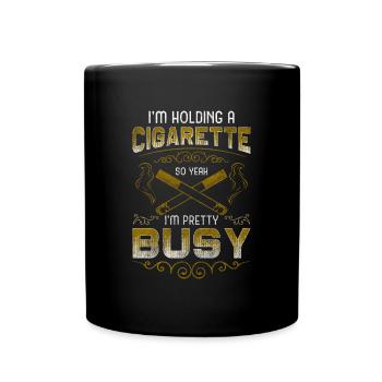 Zigarette Zigarre Dampfen Schachtel - Tasse einfarbig - Schwarz - Vorne