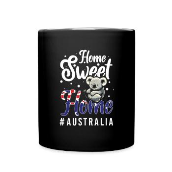 Flagge Känguru Kontinent Wappen - Tasse einfarbig - Schwarz - Vorne