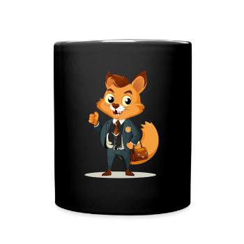 Banker Eichhörnchen Nuss - Tasse einfarbig - Schwarz - Vorne