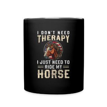 Pferde Wild Stute - Tasse einfarbig - Schwarz - Vorne