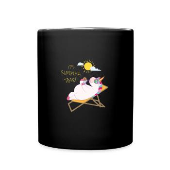 Unicorn relaxing at the beach / Einhorn - Full Colour Mug - black - Front