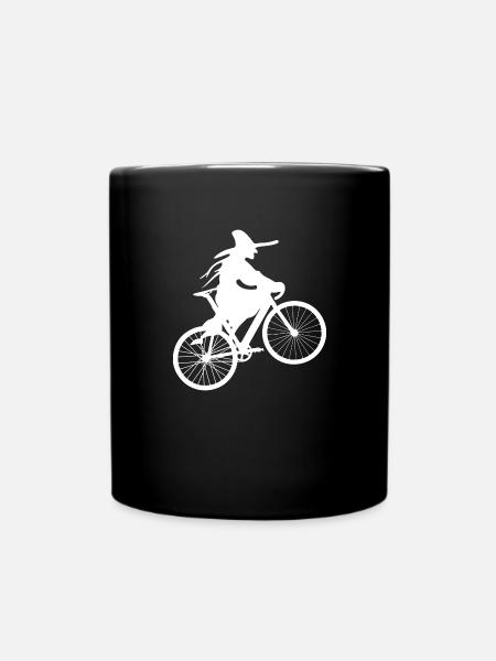 Witch on the bike - Full Colour Mug - black