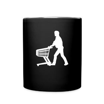 Shopping cart shopping cart man supermarket - Full Colour Mug - black - Front