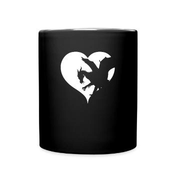 Drache Herz Drachen Fantasy - Tasse einfarbig - Schwarz - Vorne