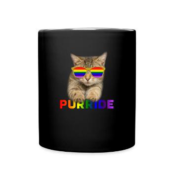 PURRIDE LGBTQ LGBT Gay Lesbian Pride Flag Katzen - Tasse einfarbig - Schwarz - Vorne