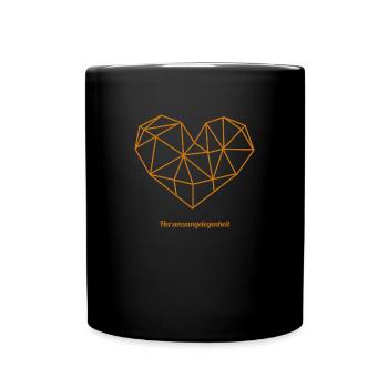 Herzensangelegenheit mit goldenem Schriftzug - Tasse einfarbig - Schwarz - Vorne