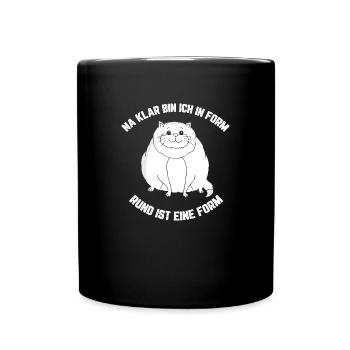 Dicke Katze für Tier- und Katzenfreunde - Tasse einfarbig - Schwarz - Vorne