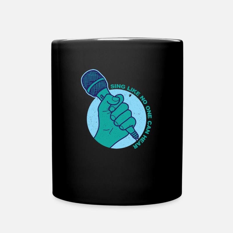 Singing music microphone - Full Colour Mug - black