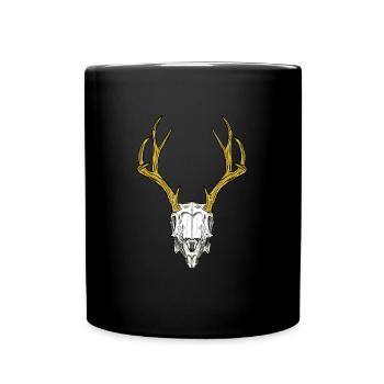 Skull Totenkopf Tier Trophäe Design Kunst - Tasse einfarbig - Schwarz - Vorne
