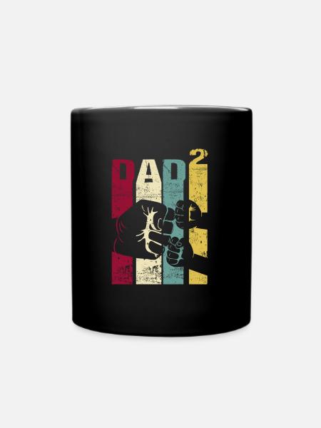 Papa Père de 2 enfants Jumeaux Fils Fille - Mug uni - noir