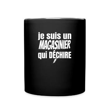 magasinier qui déchire - Mug uni - noir - Devant