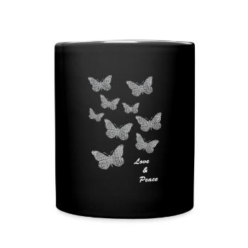 butterflies Schmetterlinge - Tasse einfarbig - Schwarz - Vorne