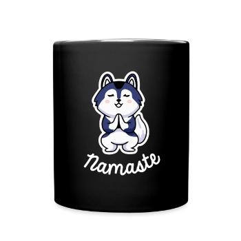 Husky Namaste Yoga Chien Malamute - Mug uni - noir - Devant