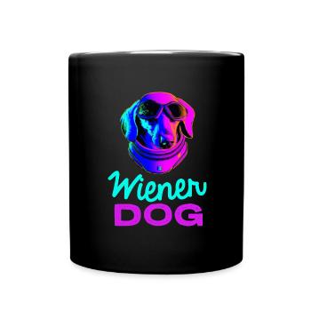 Wiener Dog Synthwave Hund Geschenk Retro - Tasse einfarbig - Schwarz - Vorne