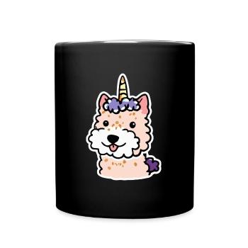 Unicorn Welsh Terrier Dog Gift Retro - Full Colour Mug - black - Front