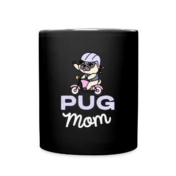 Mops Mama Hund Pugs - Tasse einfarbig - Schwarz - Vorne