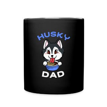 Husky Dad Ramen Dog Papa Gift Retro - Full Colour Mug - black - Front