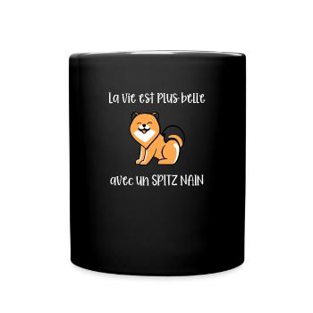 La vie est plus belle avec un spitz nain - Mug uni - noir - Devant