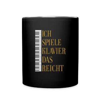 Ich spiele Klavier, Piano, Flügel, Keyboard - Tasse einfarbig - Schwarz - Vorne