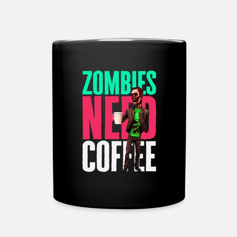 Funny coffee design with zombie - Full Colour Mug - black