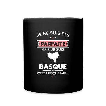 Je ne suis pas parfaite mais je suis Basque - Mug uni - noir - Devant