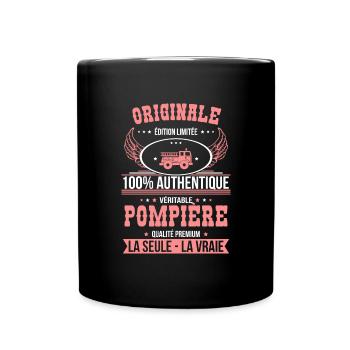 Authentique et véritable pompière - Originale - Mug uni - noir - Devant