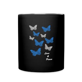 Schmetterlinge butterflies bayern love and peace - Tasse einfarbig - Schwarz - Vorne