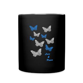 Butterflies Schmetterlinge - Tasse einfarbig - Schwarz - Vorne
