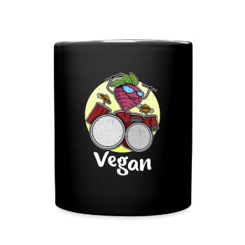 Schlagzeug Rettich Garten Salat Veganer Vegan - Tasse einfarbig - Schwarz - Vorne