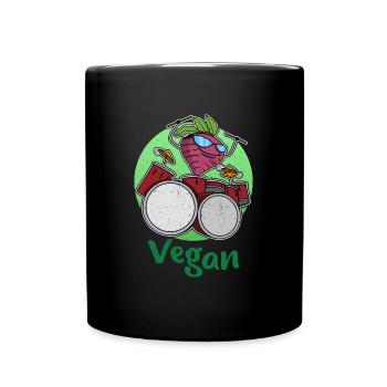 Schlagzeug Rettich Garten Salat Veganer Vegan - Tasse einfarbig - Schwarz - Vorne