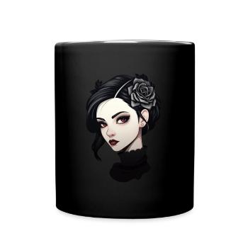 Goth Girl Gothic Mystical Horror Black Rose - Full Colour Mug - black - Front