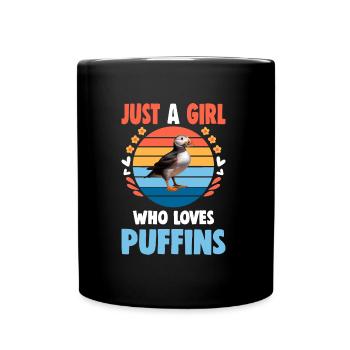 Just a Girl who Loves Puffins - Full Colour Mug - black - Front
