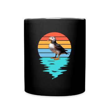 Cut Puffin in Sea - Full Colour Mug - black - Front