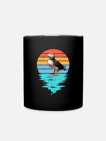 Cut Puffin in Sea - Tasse einfarbig - Schwarz