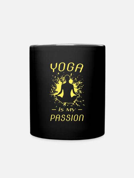 YOGA, Yogi - Tasse einfarbig - Schwarz