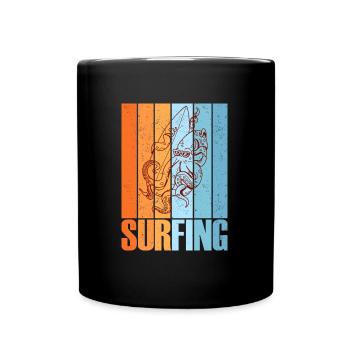 Oktopus Surfbrett Sommer Surfing Ozean Urlaub - Tasse einfarbig - Schwarz - Vorne